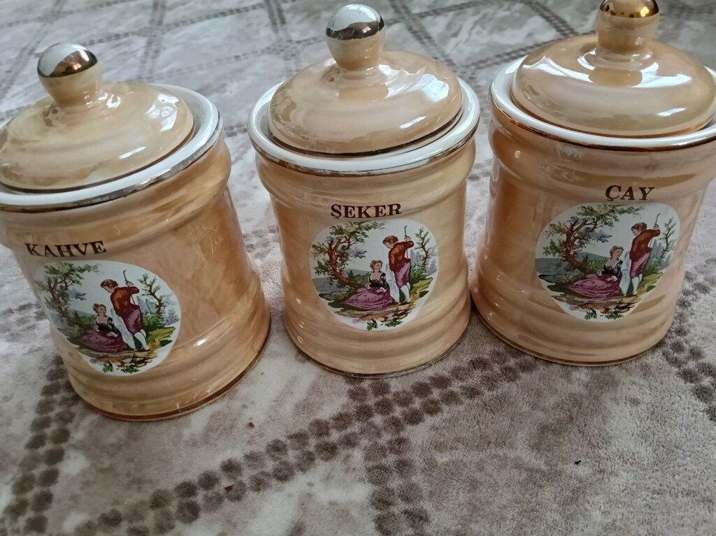 üçlü çay şeker kahve vazosu - 3