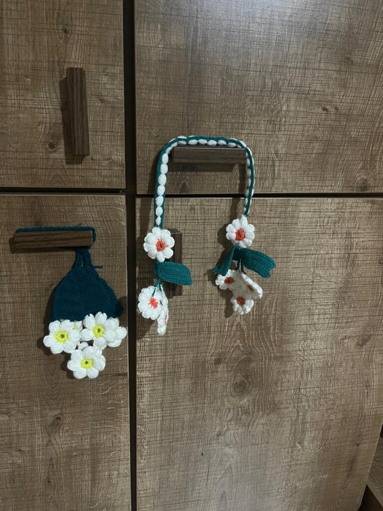 Vintage El Örgüsü Mutfak Dolap/Buzdolabı Kulp Süsü - 2