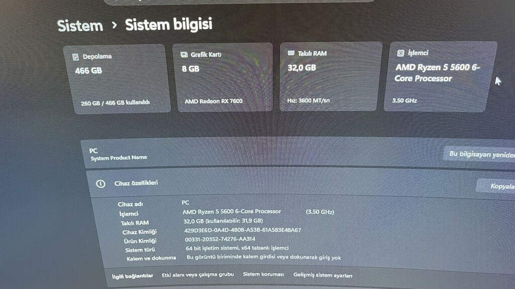 RX7600 8GB EKRAN KARTI R5 5600 İŞLEMCİ CANAVAR - 6