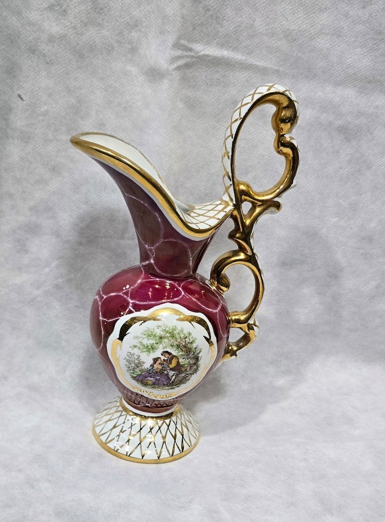 porcelaine de Bruxelles Damgalı Altın yaldızlı porselen surahi - 2