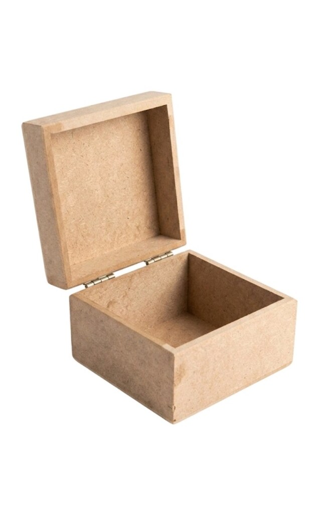Kapaklı Menteşeli Ham MDF Kutu - Boyamalık 10x10x7 cm - 2