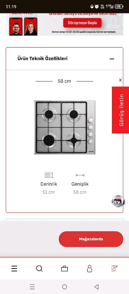 Ankastre set üstü ocak inox arçelik doğalgazlı - 4