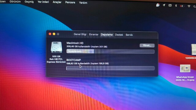 Macbook Air 2014 early 500 GB SSD li ve bigsur sürümü