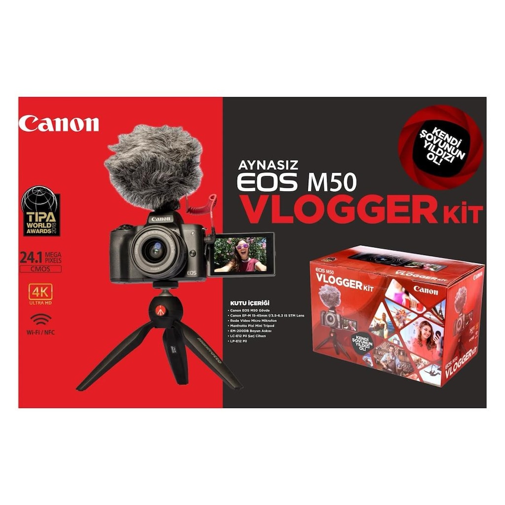 CANON EOS M50 BK M15-45 IS Vlogger Kit (Sıfırdan Farksız)