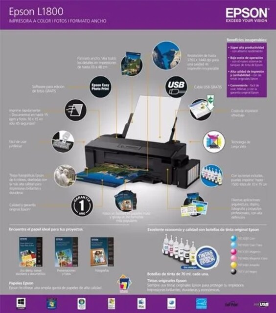 Epson L1800 + Isı Pres Makinesi Seti (boya haznesi arızalı)