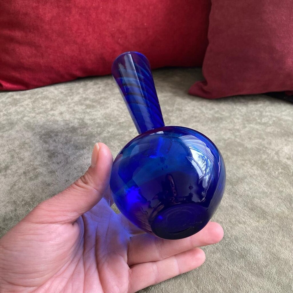 Kobalt Renk Vintage Kristal Vazo - 4