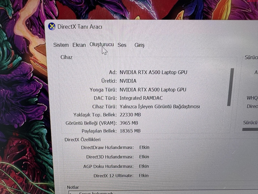 HP ZBOOK ULTRA 7 İŞLEMCİ 32 GB RAM 1 TB M2SSD RTX A500 - 8