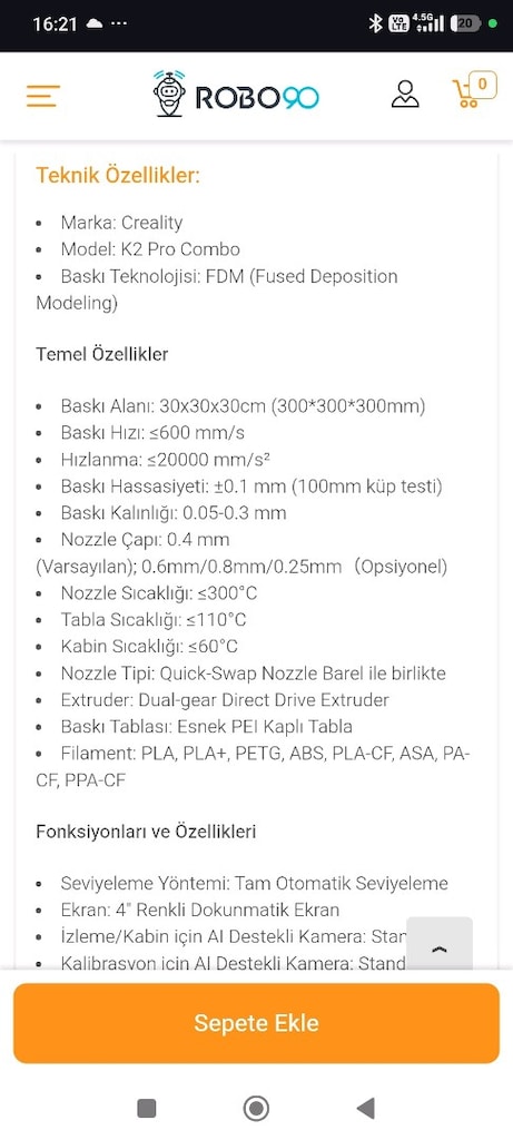 Crealty K2 Pro Combo 3D yazıcı Garantisi devam ediyor 550 saatte - 7