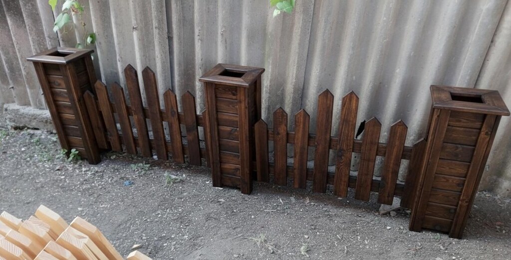 Ahşap bahçe kolon destekli çit - 2