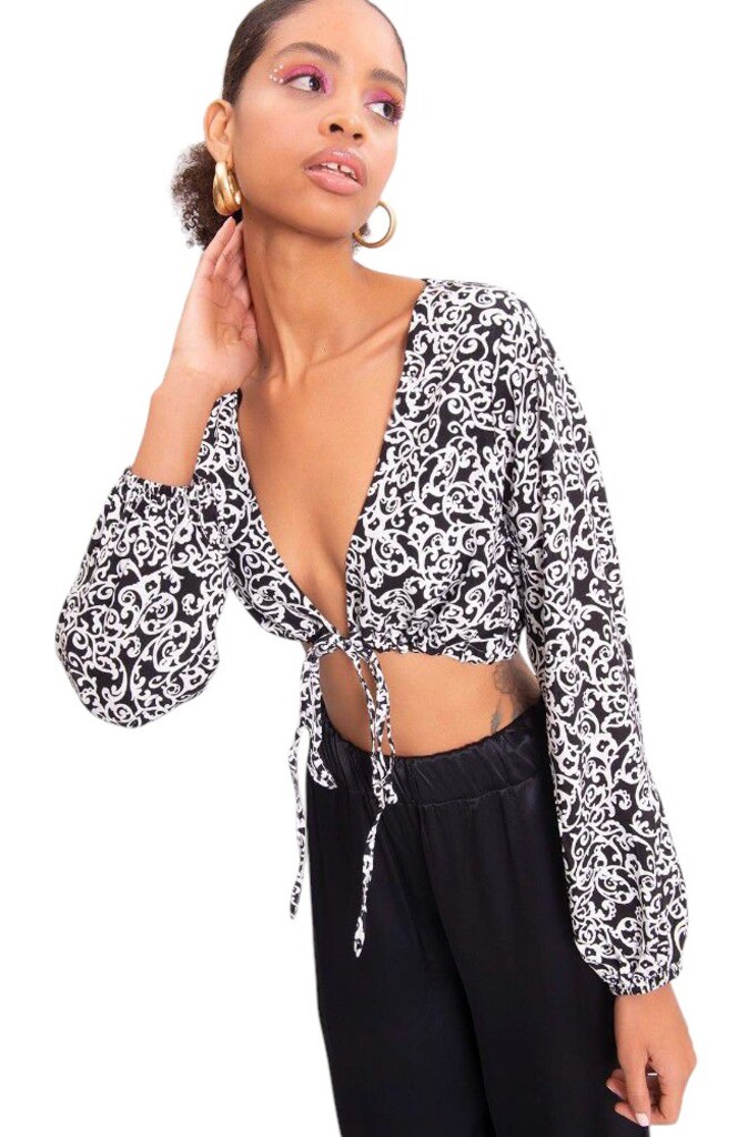BSL KRUVAZE YAKA CROP BLUZ - 2