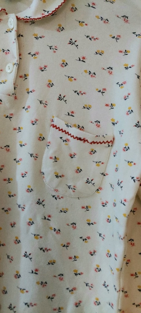 Vintage Çiçekli Bebe Yaka Pijama Üstü - 2