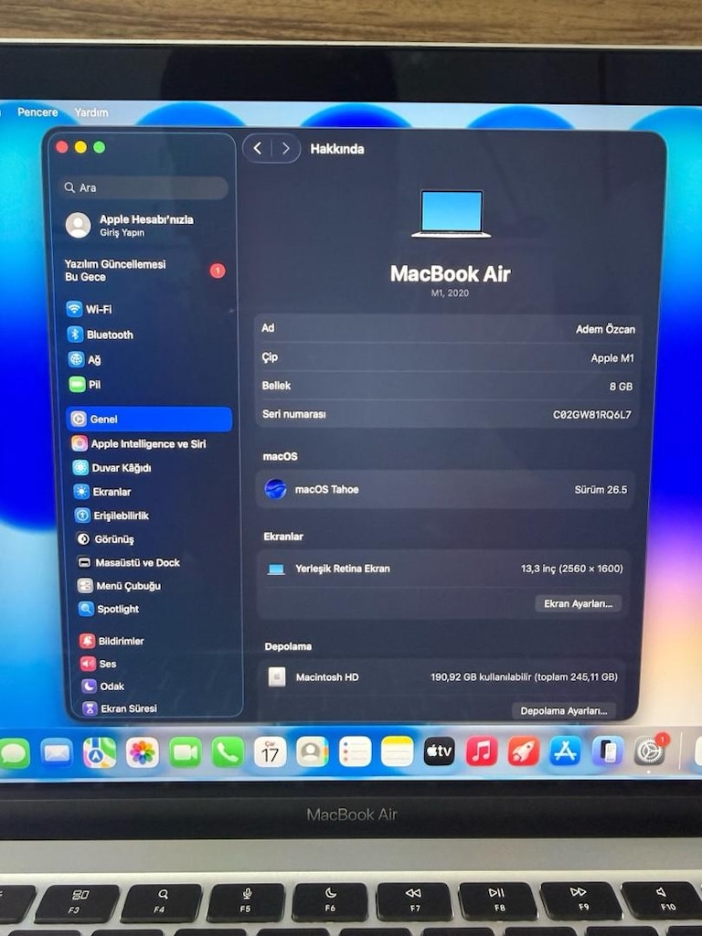 MacBook Air / M1 / 13 inç / 8 GB Ram / 256 GB Ssd - 2