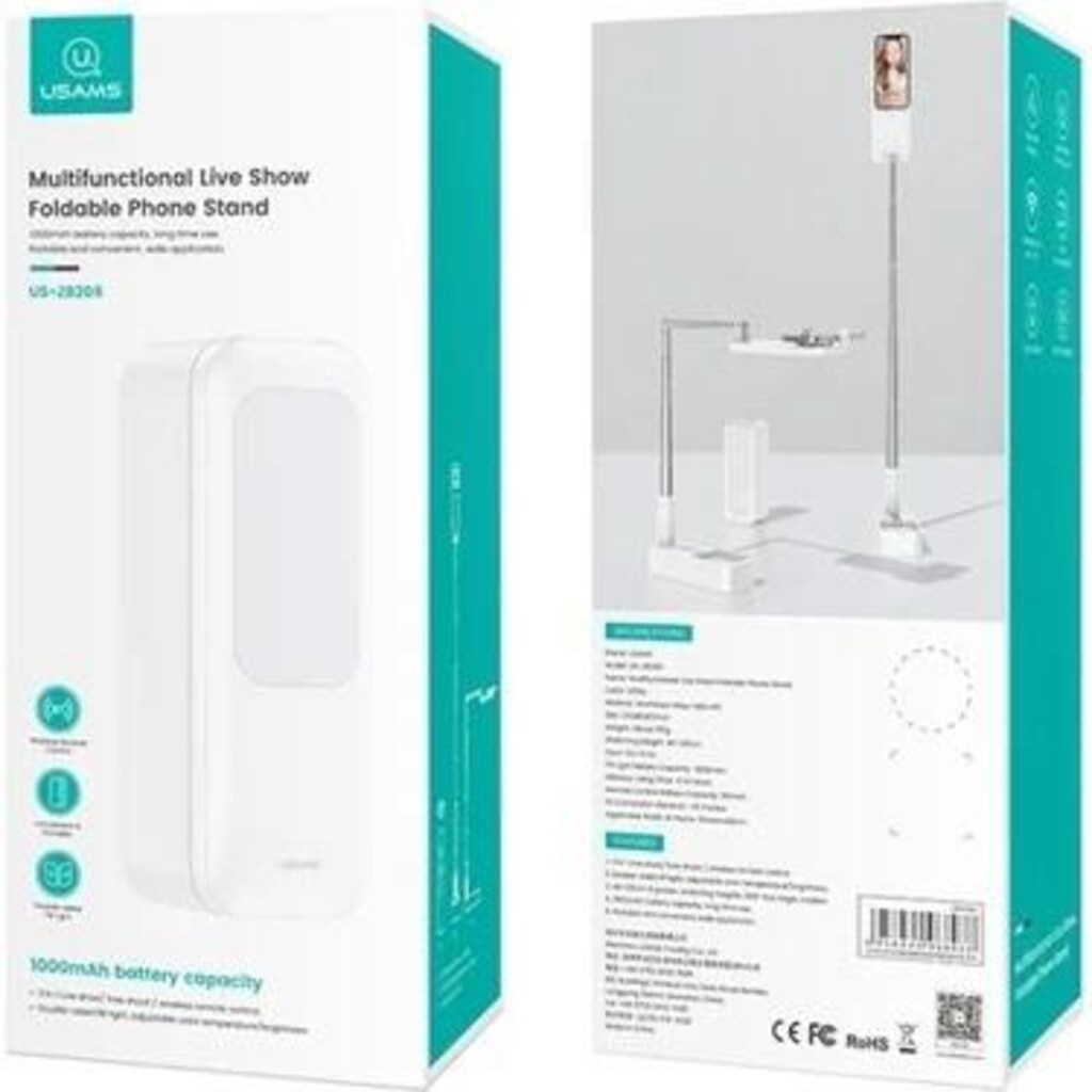 Usams US-ZB209 Ledli Monopodlu Kumandalı Şarjlı Telefon Standı - 3