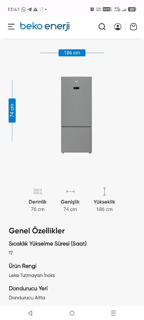 674581 EI No Frost Inox Leke tutmayan Buzdolabı - 6