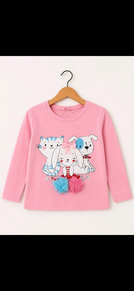 Kız Çocuk Pembe Baskılı Sweatshirt