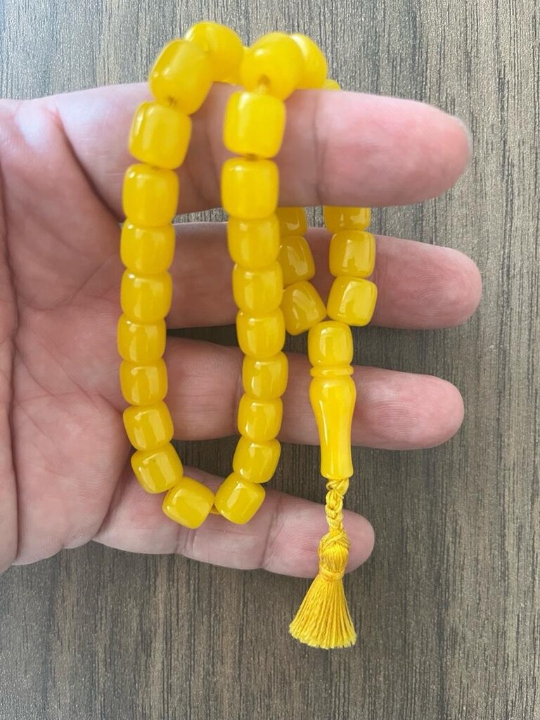 Limon sarısı eski kehribar tesbih - 2