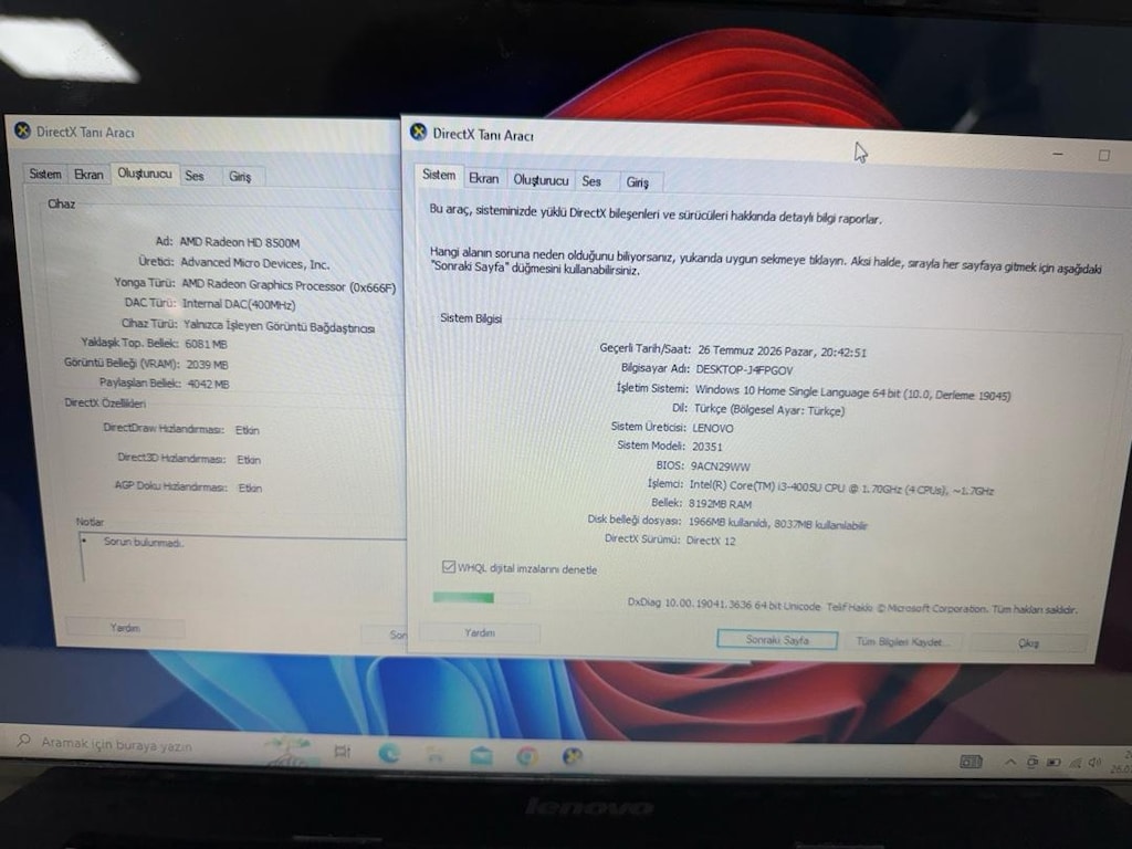 LENOVO İ3 4 nes (50)8 ram 256 ssd 2 gb harici - 5