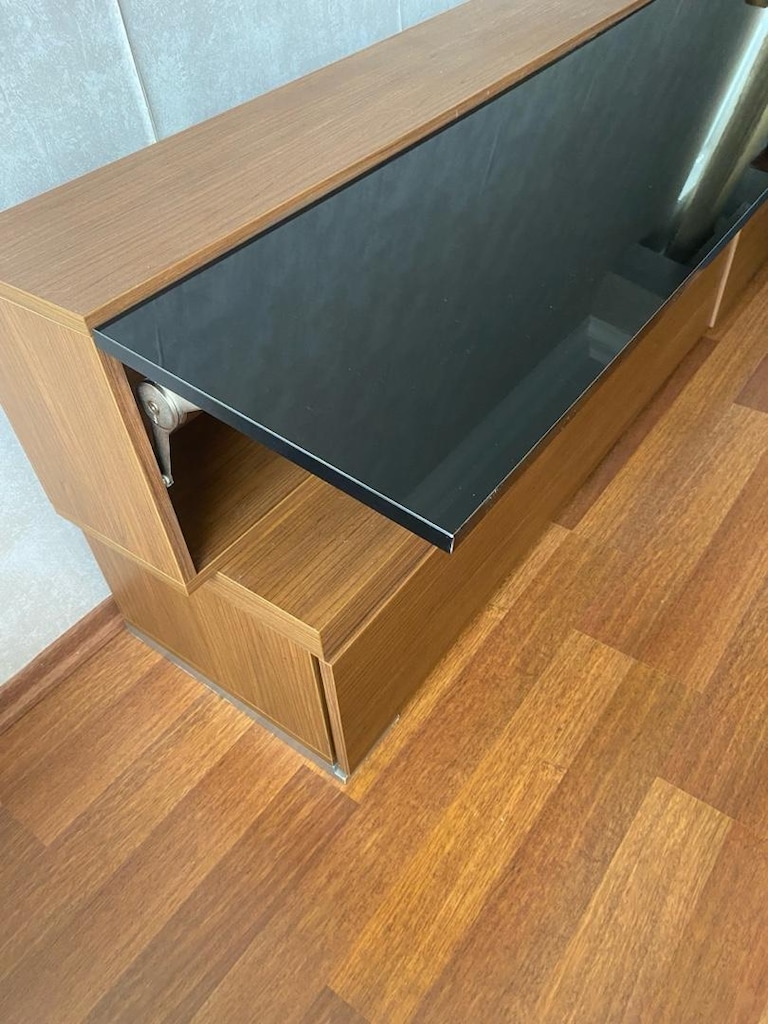 tv ünitesi lamine ahşap siyah lake kapak - 8