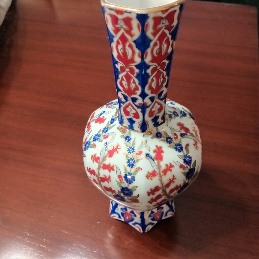 GÜRAL PORSELEN,ALTIN YALDIZLI, EL YAPIMI,SIFIR, ALTIN YALDIZLI VAZO - 3