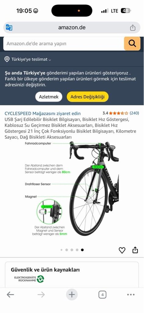 CYCLESPEED kablosuz kilometre saati bisiklet saati bilgisayar - 8
