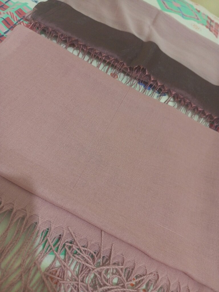 Pembe Pamuklu Şal / Pudra Simli Parlak Şal / Gri Pamuklu Şal - 2