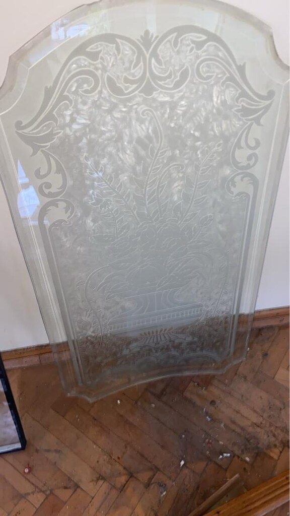 Antika Asit Oymalı Dekoratif Kapı Camı / Panel (Vazo Motifli) - 3
