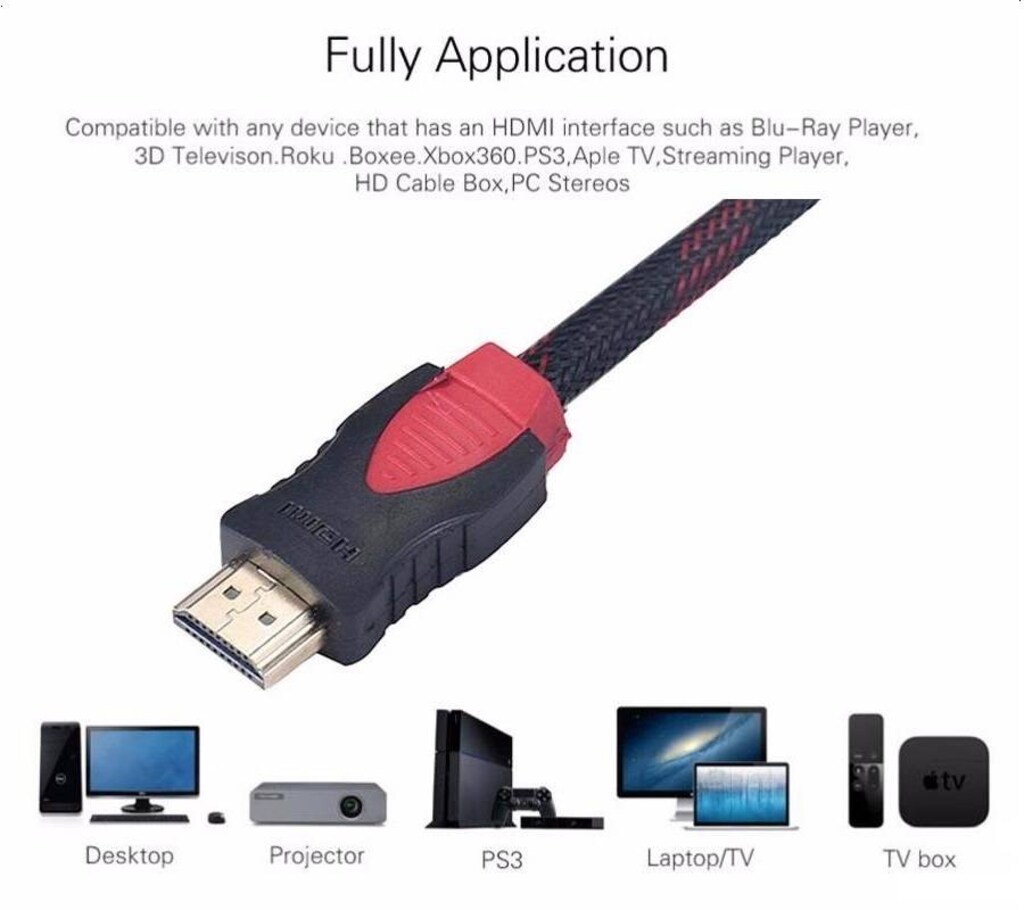 1 Metre Hdmi Kablosu Görüntü Ses 4K 1080P 3D PS3 PS4 LCD Altın - 7
