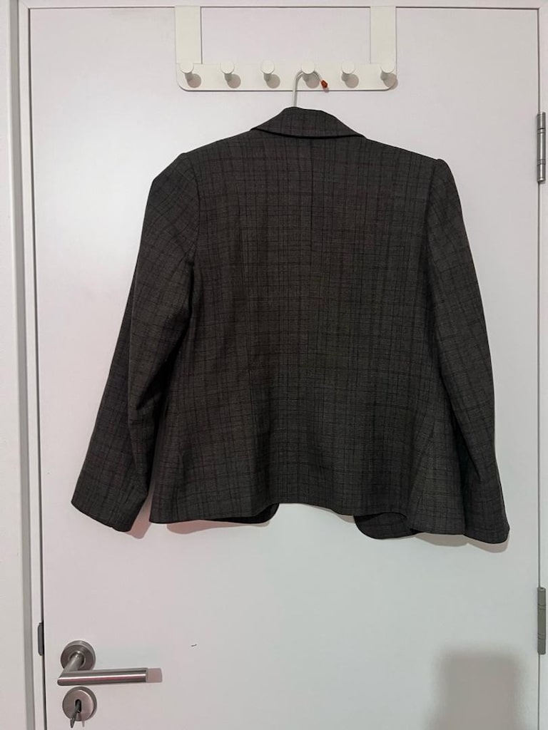 Gri Ekose Tek Düğmeli Blazer Ceket - 7