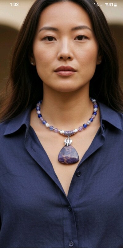 Mor taşlı choker