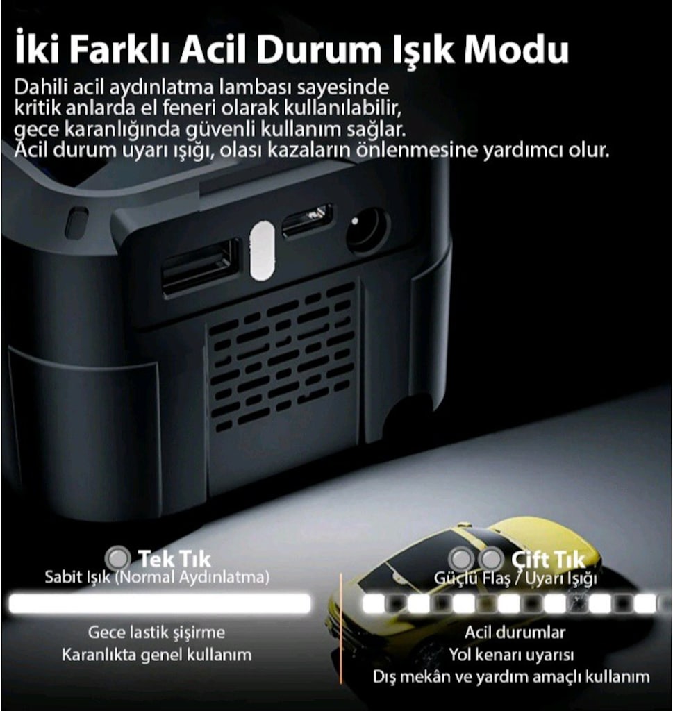 Şarjlı Kompresör Powerbank Özellikli - 5