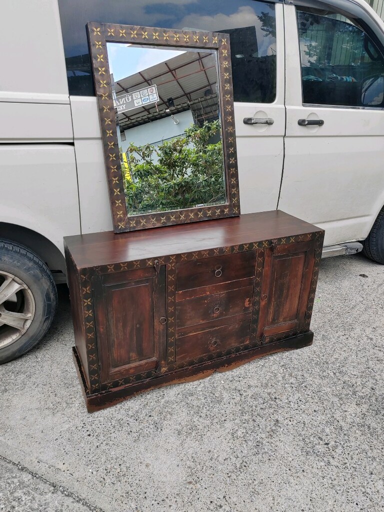 Uzakdoğu abanoz ahşap aynalı büfe 120*40*70 - 2
