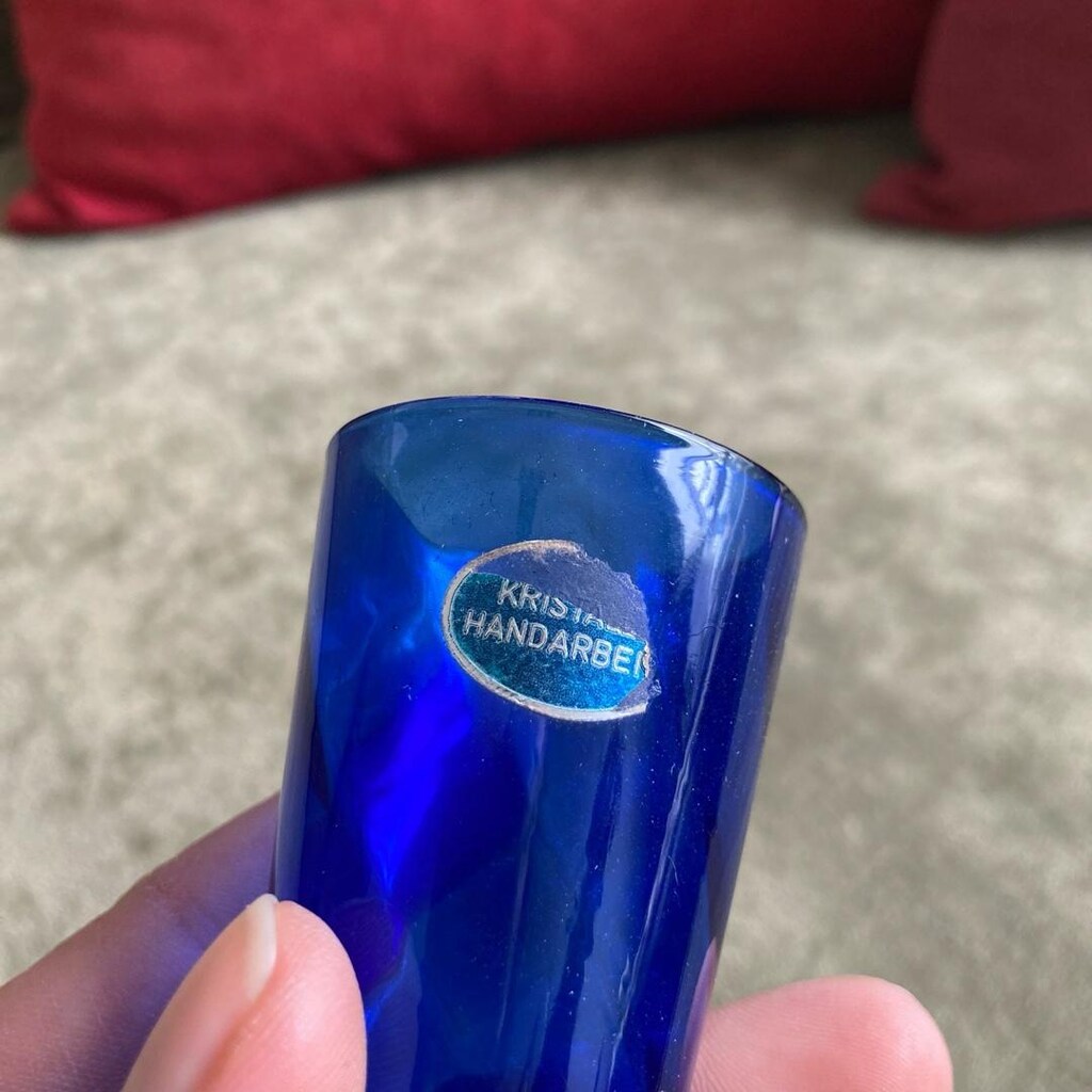 Kobalt Renk Vintage Kristal Vazo - 2