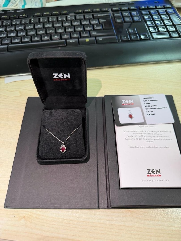 ZEN PIRLANTA YAKUT ALTIN KOLYE - 4