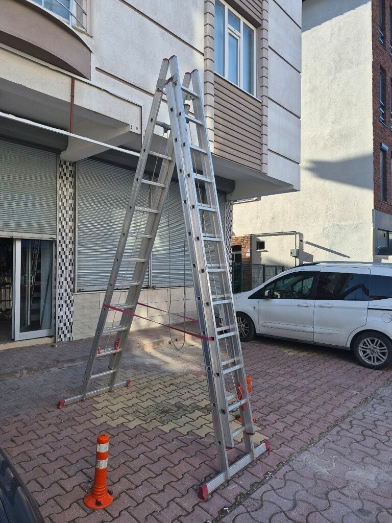 aliminyum sürgülü 4 kademeli ipli merdiven ikinci el sıfır ayarında - 9