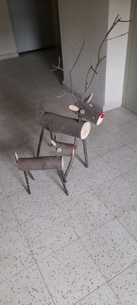 ahşap ağaç geyik yılbaşı noel baba