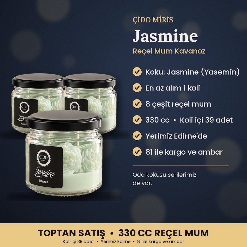 JASMINE REÇEL MUM KAVANOZ 330CC ÇİDO MİRİS TOPTAN FİYAT - 2