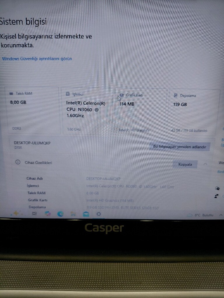CASPER C300 15.6 İNÇ SSDLİ LAPTOP! - 9