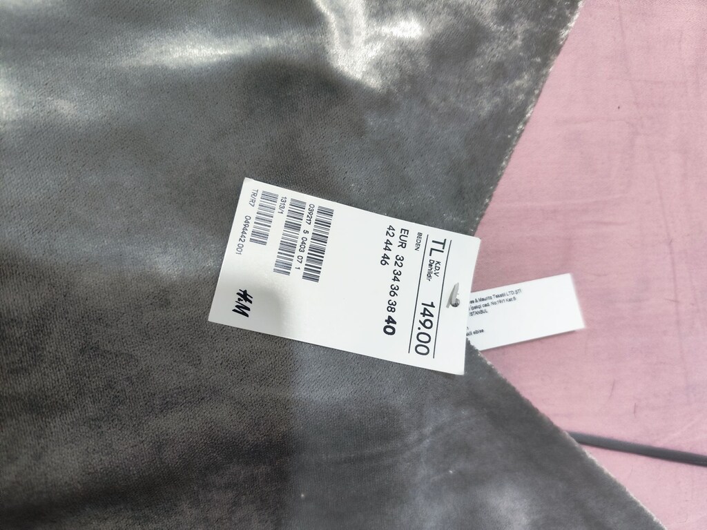 H&M Etiketli Gümüş Gri Kadife 40 Beden Slip Elbise - 3