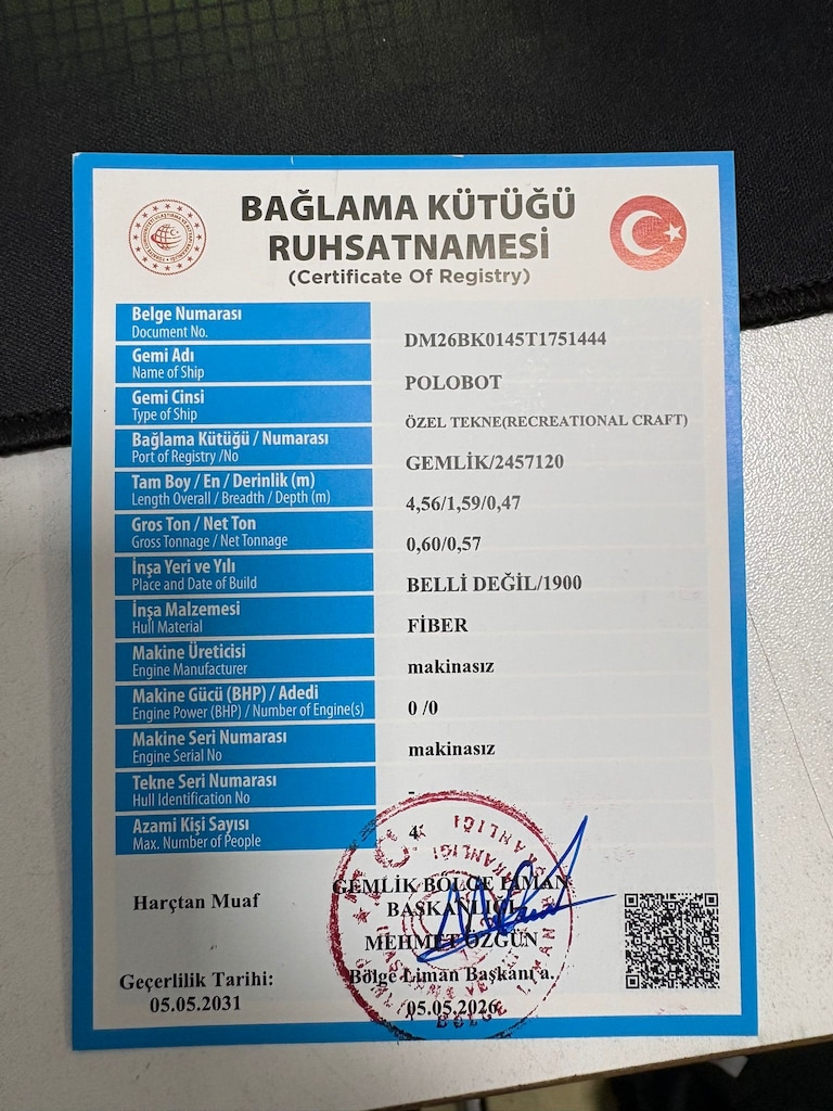 4.60 RUHSATLI EVRAKLI TEK KAT FİBER MOTORSUZ TEKNE - 3