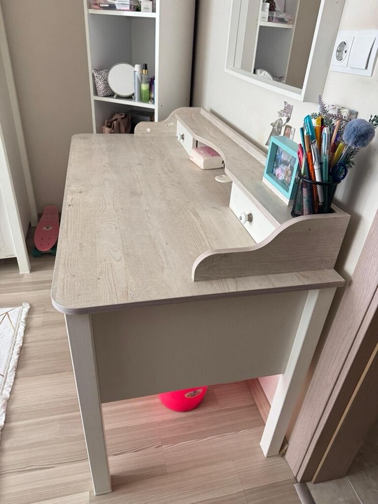 medefe çalışma masası alfemo modern temiz çalışma masası beyaz& ahşap - 4