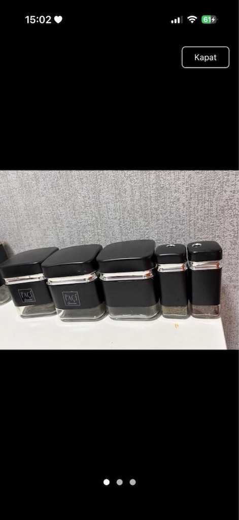 Mutfak baharat takımı bakır renk 900 tl gümüş olanı 500 tl - 5