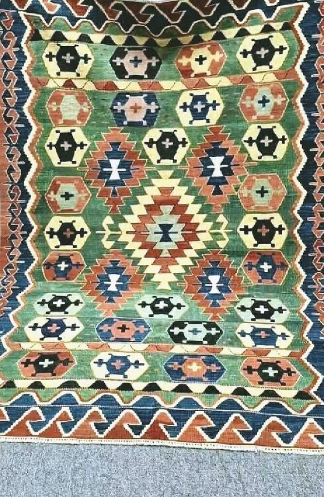 Antika Konya El dokuma vintage yöresel yün halı kilim - 8