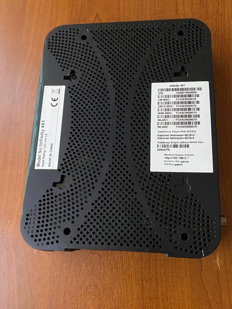 Netmaster infinity 401 Model modem 2.4 & 5 ghz çift bant, docsis 3.0 - 4