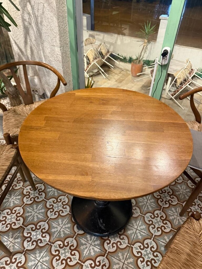 Hasır ahşap sandalye ve ceviz masa - 4