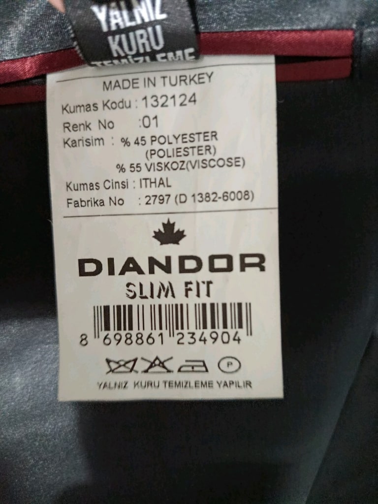 Diandor 3'lü Yelekli Takım Elbise - Slim Fit (Siyah)