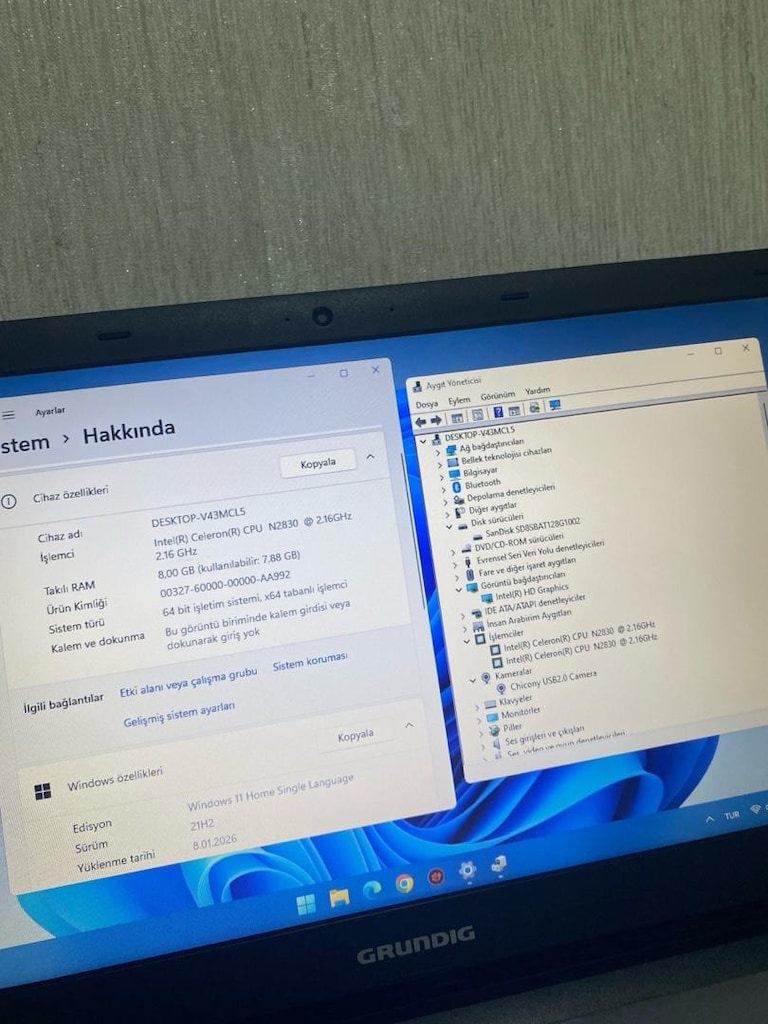 GRUNDIG-8GB RAM-128GB SANDİSK SSD-UYGUN FİYATA-WİNDOWS 11-LAPTOP - 3