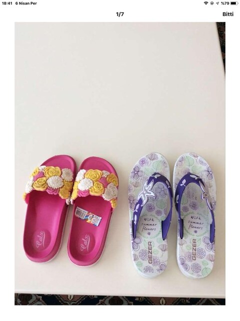 2 adet plaj terligi tokyo 39 numara çiçekli 36 kiz çoçugu içın