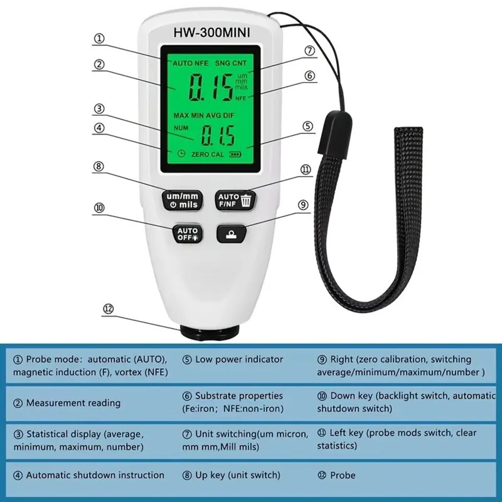 HW-300 MINI Oto Boya Kalınlık Ölçer (SIFIR ÜRÜN) - 5