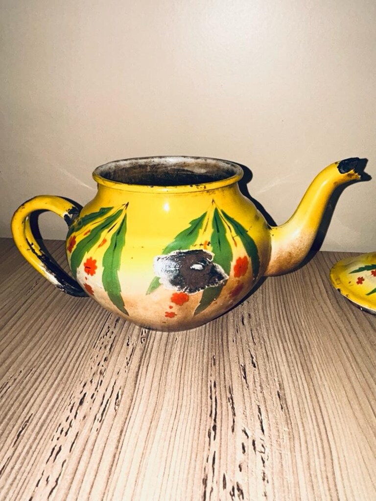 El Boyama Vintage Emaye Çaydanlık. - 3