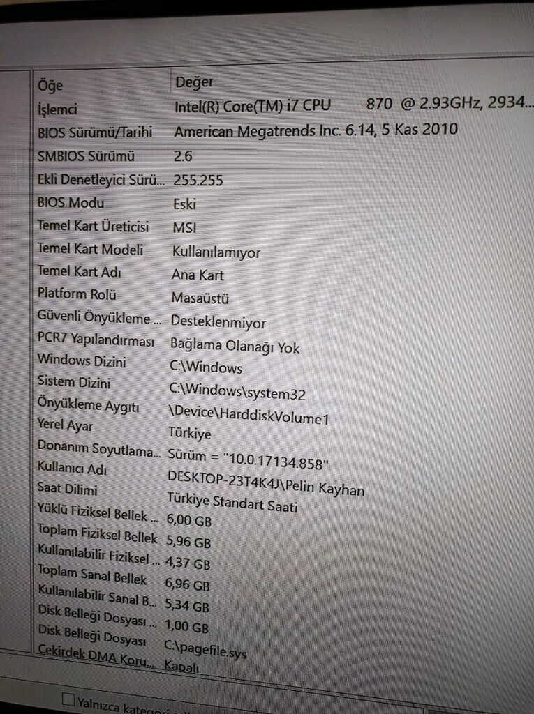 HP bilgisayar i7 - 3